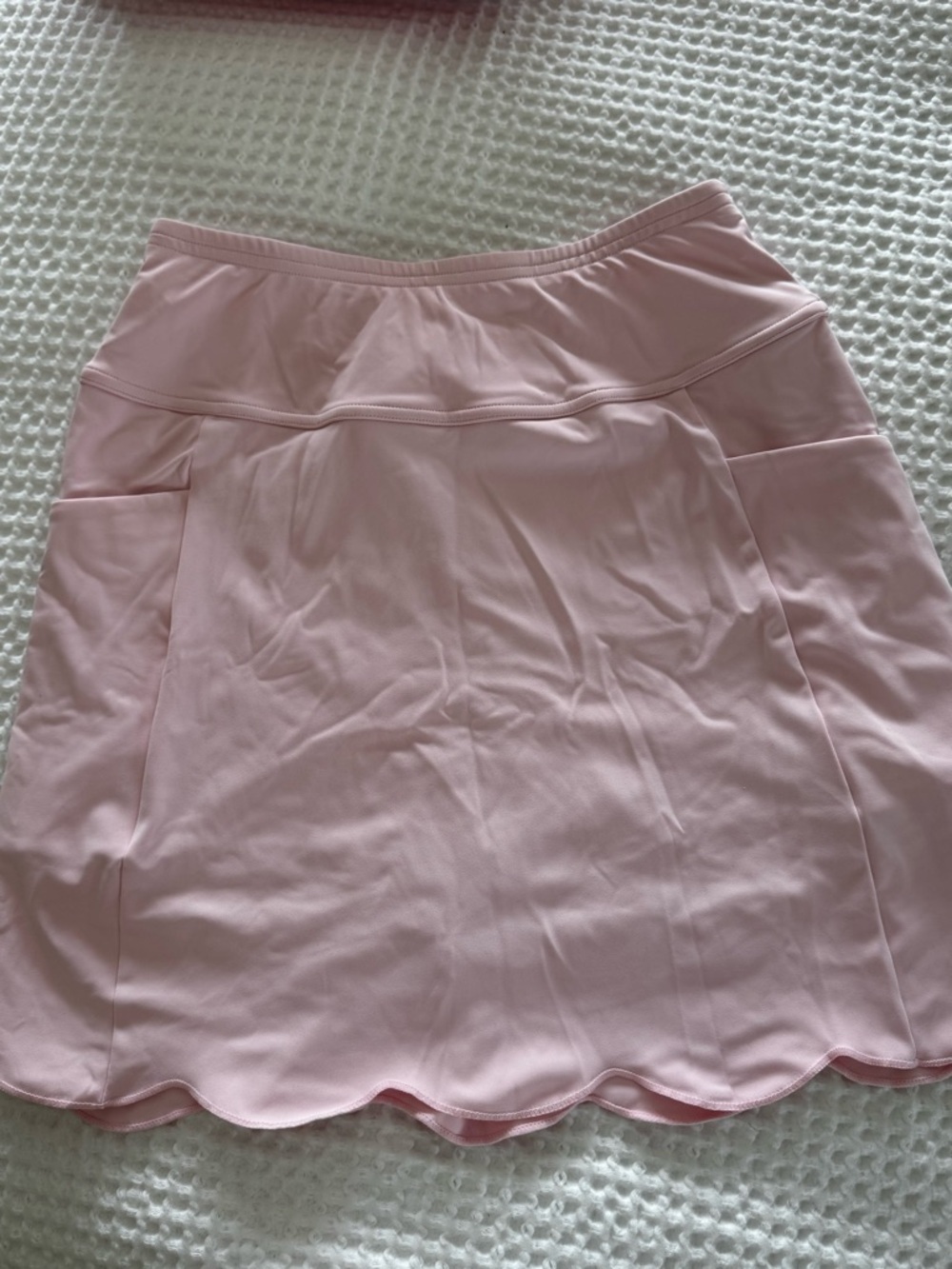 Women's Light Pink Scalloped Hem Skirt perfect for golf, tennis, pickleball